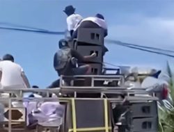 Viral Pria di Pati Tersangkut Kabel Saat Duduk di Atas Sound Horeg