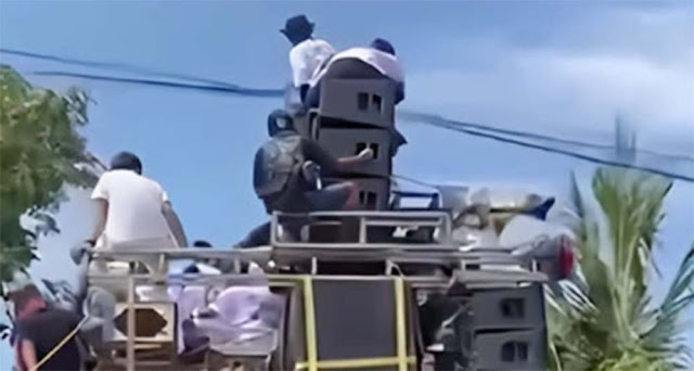 Viral Pria di Pati Tersangkut Kabel Saat Duduk di Atas Sound Horeg