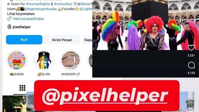 Heboh Video Kabah Dikelilingi Simbol LGBT, Warganet Serukan Report Akun Pixel HELPER