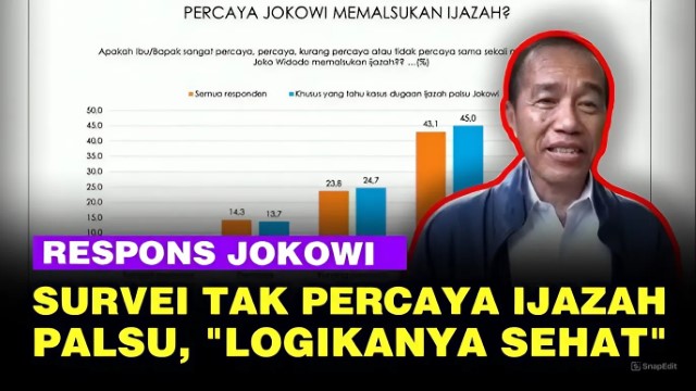 Hasil Survei Sebut 69,7 Persen Masyarakat Yakin Ijazahnya Asli, Jokowi Beri Pujian: Mereka Punya Logika Sehat!