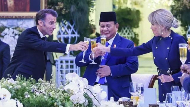 HEBOH Prabowo Disebut Ngebir Saat Gala Dinner Bareng Macron, Istana: Itu Sari Apel!