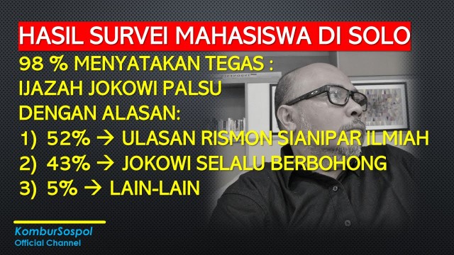Mengejutkan! Hasil Survei Ijazah Jokowi di Kalangan Mahasiswa di Solo: 98 Persen Nyatakan Palsu