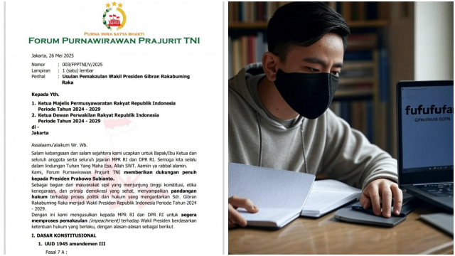 Argumentasi Purnawirawan TNI Usul Gibran Dimakzulkan, Singgung Akun Fufufafa