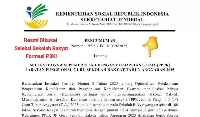 Kemensos Resmi Buka Lowongan Guru Sekolah Rakyat untuk 1.554 Formasi, Ini Syaratnya