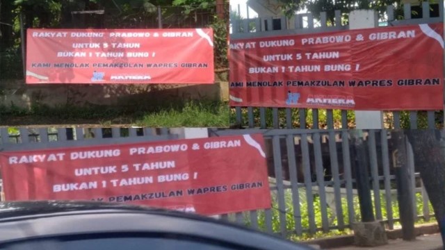 Bertebaran Spanduk Masyarakat Menolak Pemakzulan Wapres Gibran, Siapa Yang Pasang?