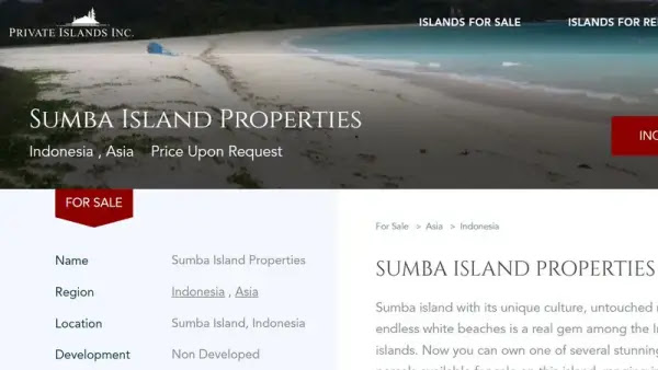 Pulau di Sumba Dijual di Situs Online Luar Negeri, Pemprov NTT Selidiki Pelaku
