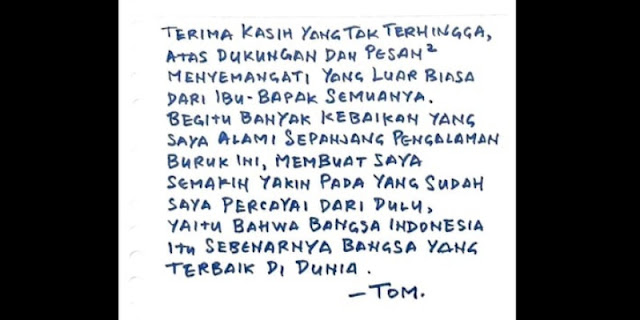 Tulis Surat Terbuka Tom Lembong Ucapkan Terima Kasih ke Pendukung