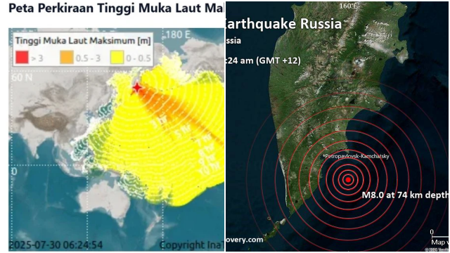 Waspada! Gempa M8,7 Guncang Rusia, Berpotensi Tsunami di Wilayah Indonesia, Ini Lokasi Terdampak