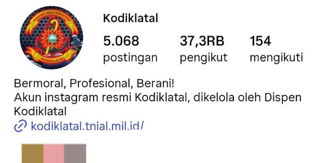 Akun Resmi Kodiklatal Diduga Sempat Diretas Berisi Reels Tidak Senonoh