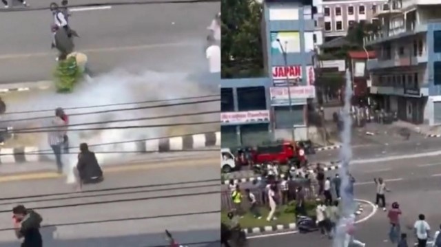 GOKIL! Viral Aksi Nekat Gen Z Nepal Lempar Balik Gas Air Mata ke Polisi