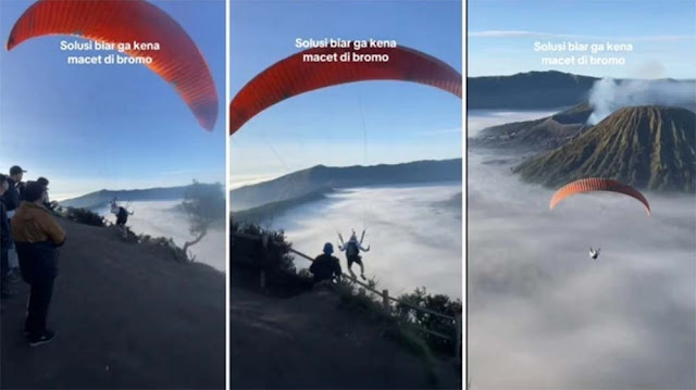 Viral Paralayang Tak Boleh Terbang di Bromo, Netizen: Sakral atau Takut Ketahuan...