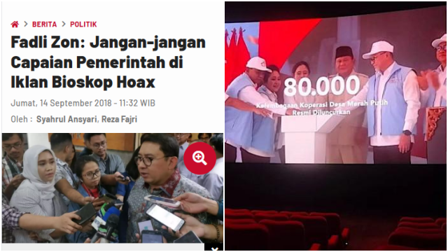 Fadli Zon Curiga Capaian Pemerintah di Iklan Bioskop Hoaks, Tapi Itu Dulu Waktu Jaman Jokowi