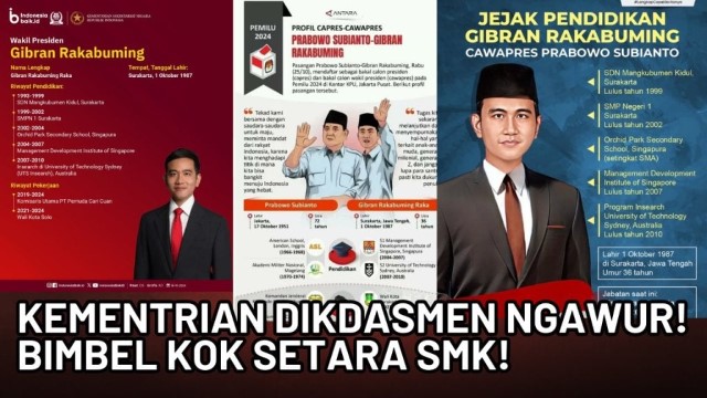 Kemdikdasmen Dituding Setarakan Bimbel di Sidney Dengan SMK, Gibran Diminta Mundur!
