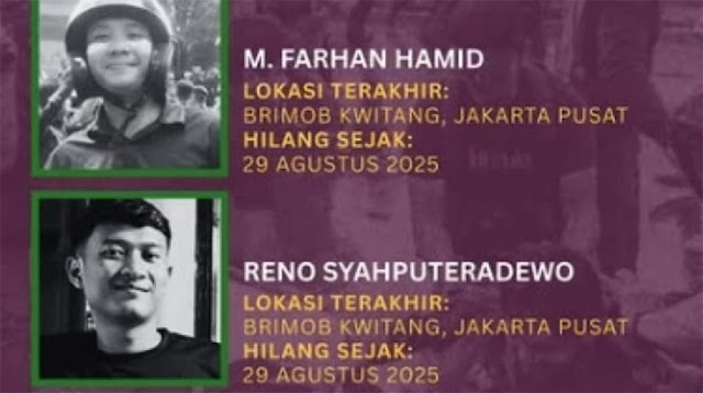 Sebulan Hilang usai Meletus Demo Agustus, Polisi Buka Suara soal Nasib Reno dan Farhan
