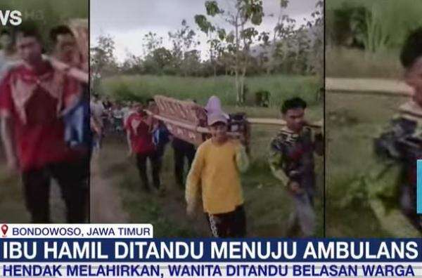Ibu Hamil di Bondowoso Digotong Warga Pakai Kursi & Bambu, Jalan Rusak Jadi Sorotan