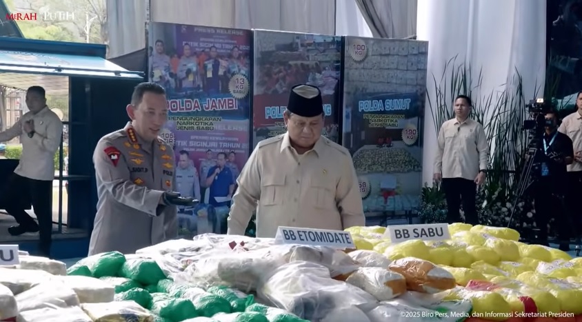 Prabowo Saksikan Langsung! 214,84 Ton Narkoba Senilai Rp29,37 Triliun Dimusnahkan di Mabes Polri