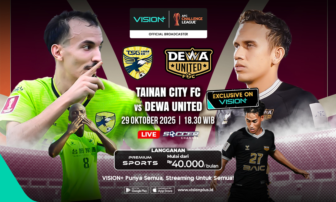 Tainan City vs Dewa United Malam Ini: Jadwal dan Link Live Streaming di VISION+