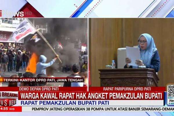 Kerusuhan DPRD Pati: Massa Bakar Ban Kawal Rapat Pemakzulan Bupati Sudewo 2025