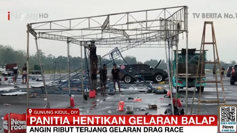Cuaca Ekstrem Porak-Porandakan Arena Drag Race Gunungkidul, 52 Tenda Rusak