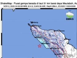 Gempa Magnitudo 4.9 Guncang Meulaboh Aceh: BMKG Pastikan Tidak Berpotensi Tsunami