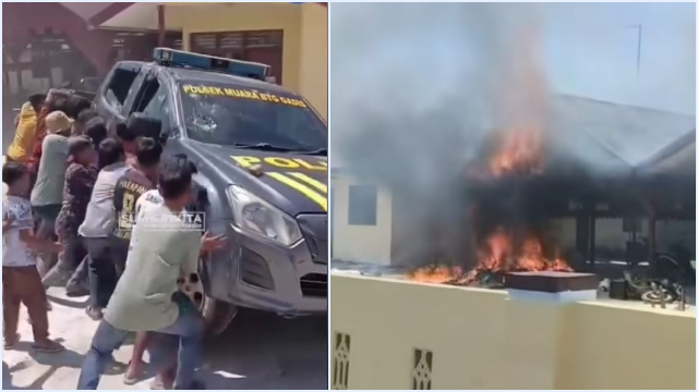 Polsek Muara Batang Gadis Dibakar Massa, Diduga Akibat Pelepasan Terduga Bandar Narkoba di Madina