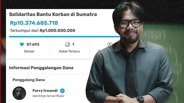 Ferry Irwandi Santai Tanggapi Sindiran DPR Soal Donasi Rp 10 Miliar untuk Korban Banjir