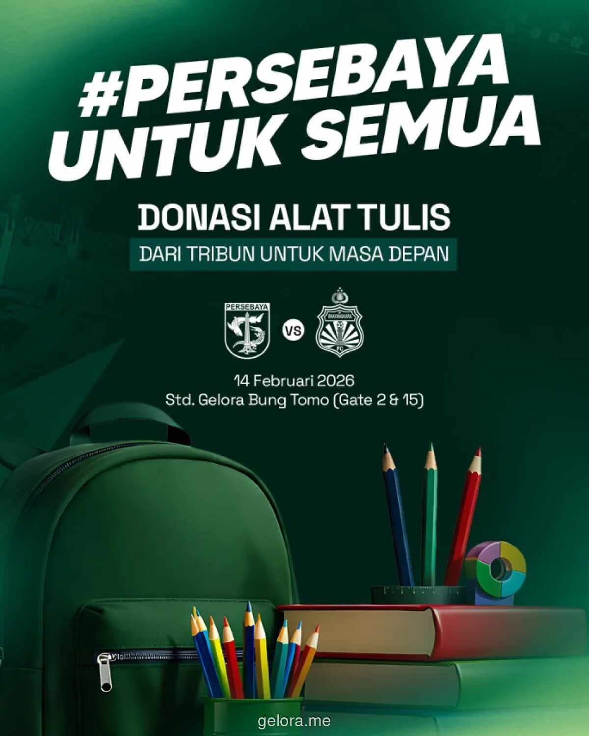 Persebaya Ajak Suporter Donasi Alat Tulis di Laga Kontra Bhayangkara FC